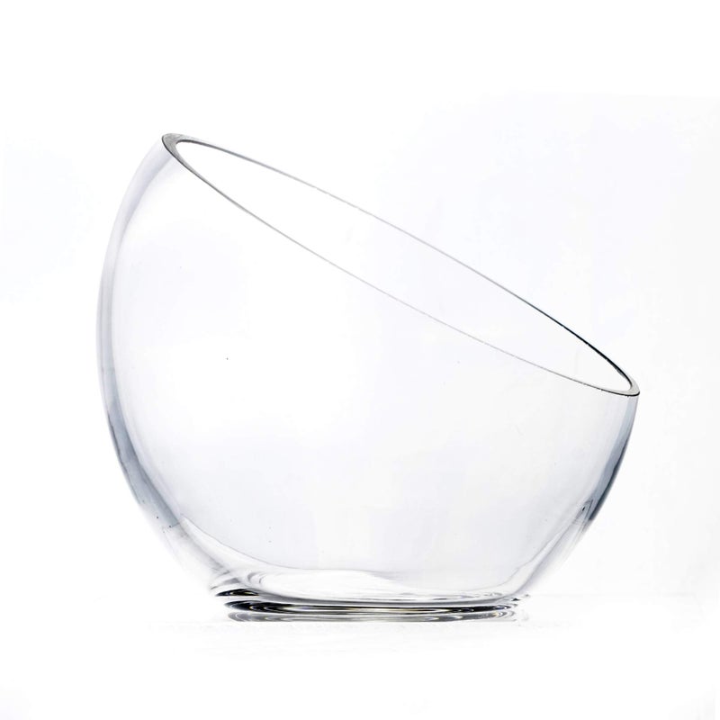 CYS EXCEL Glass Slant Cut Bubble Bowl (H-6" W-7") Clear Flower Vase Globe Bowl Terrarium Round Planter Decorative Centerpiece - Image 4